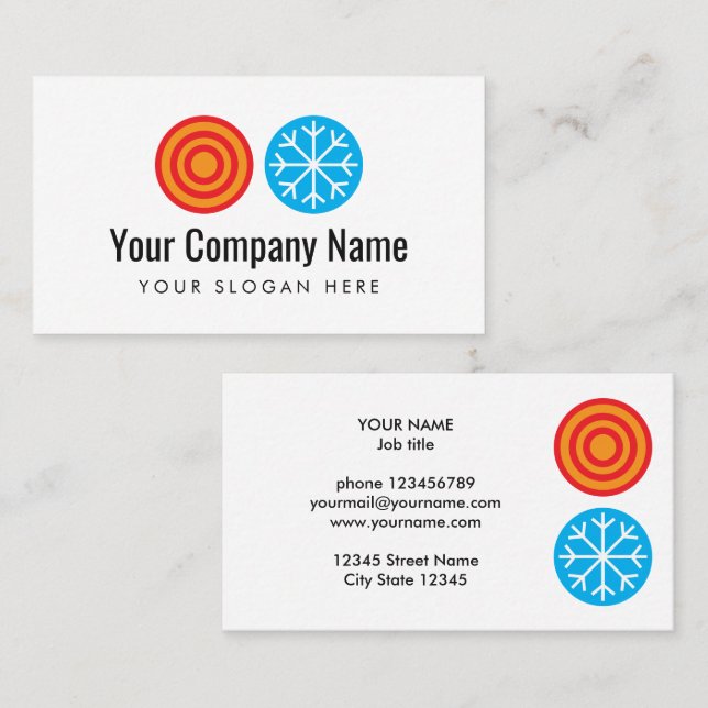 HVAC installer logo business card template Visitkort (Fram/baksida)