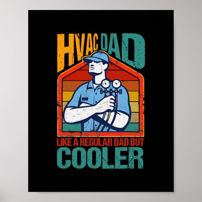 HVAC Pappa men Cooler Funny HVAC-tekniker Far Poster (Framsidan)