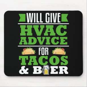 HVAC-råd för Tacos Beer Funny Gag Gift-uppvärmn Musmatta