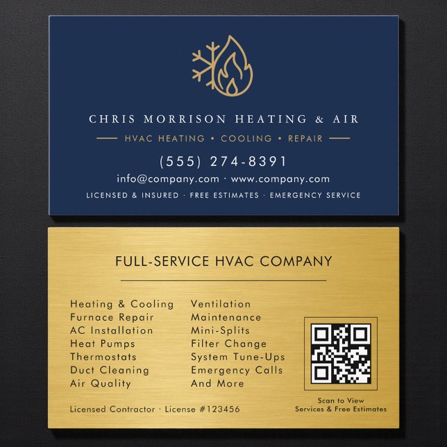 HVAC Repair & Installation QR Code Visitkort (Skapare uppladdad)