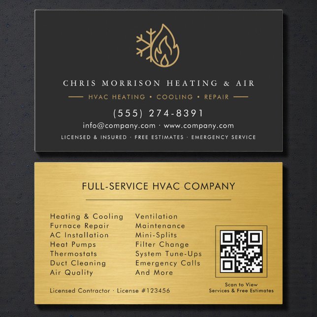HVAC Service & Installation QR Code Visitkort (Skapare uppladdad)