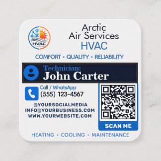 HVAC slogans tekniker logotyp Qr-kod Fyrkantigt Visitkort