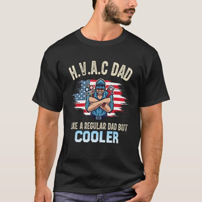 HVAC Tech Dad  For Men American Flag T Shirt (Framsida)