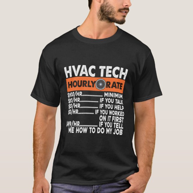 HVAC Tech Tech-timtaxering för konditionering av L T Shirt (Framsida)