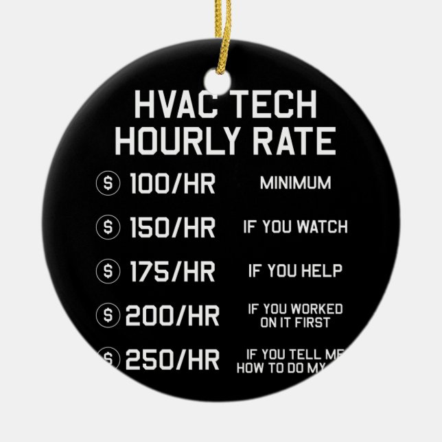 HVAC Tech Timrate T Shirt Julgransprydnad Keramik (Framsidan)