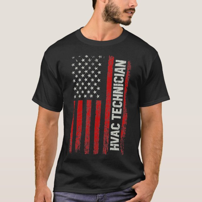 HVAC Technician american flagga hvac _1  T Shirt (Framsida)