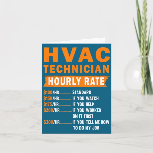 Hvac Technician Hourly Rate Funny Hvac Mechanic Sa Kort (Framsida)