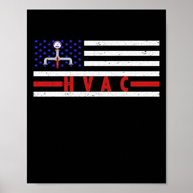 HVAC Technician Manar American Flagga USA Vintage Poster (Framsidan)