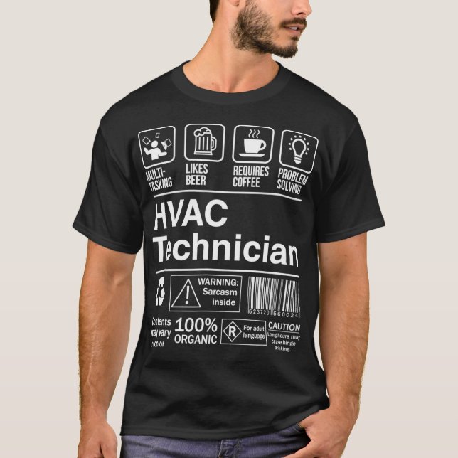 HVAC Technician Product Label Funny Gift  T Shirt (Framsida)