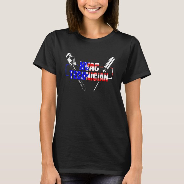 HVAC Technician USA Flag   HVAC Tech T Shirt (Framsida)