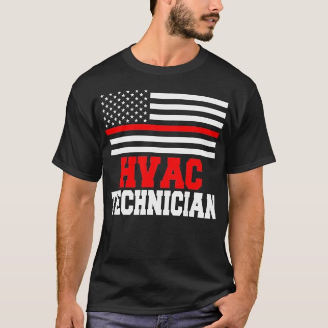 HVAC Technician USA flagga Funny HVAC Tech T Shirt (Framsida)