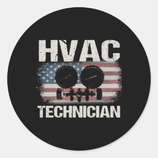 HVAC-tekniker på baksidan av Runt Klistermärke