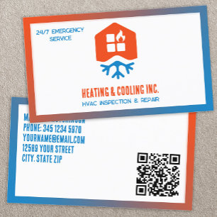 HVAC Uppvärmning och kylning QR Visitkort