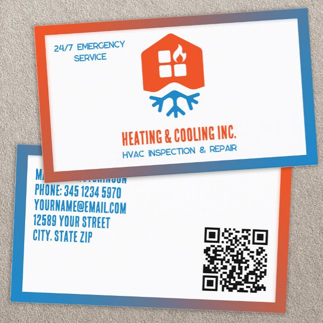 HVAC Uppvärmning och kylning QR Visitkort (HVAC Heating And Cooling QR Business Card)