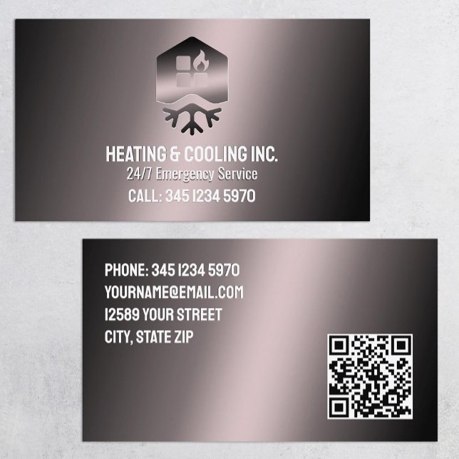 HVAC Uppvärmning och kylning QR Visitkort (HVAC Heating And Cooling QR Business Cards)