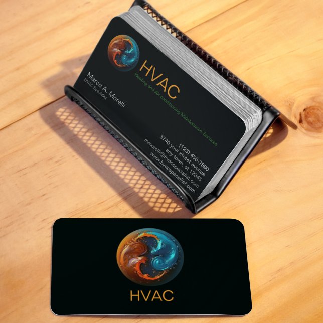 HVAC Uppvärmnings- och kylningsspecialister Visitkort (Skapare uppladdad)