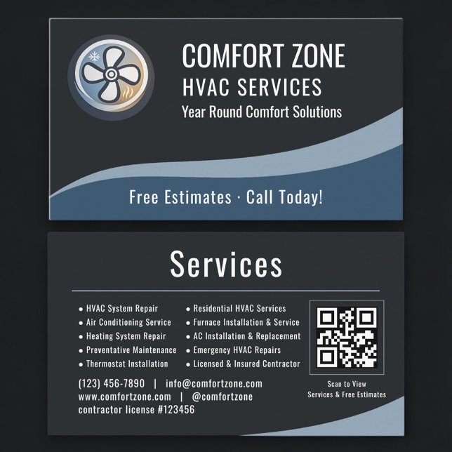 HVAC Värme & Luft QR-kod Professionell  Visitkort (Skapare uppladdad)
