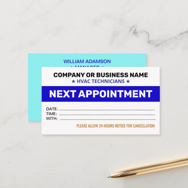 HVAC-verksamhet | Professionella möteskort Tidsbeställning Kort (Fram/Back In Situ)