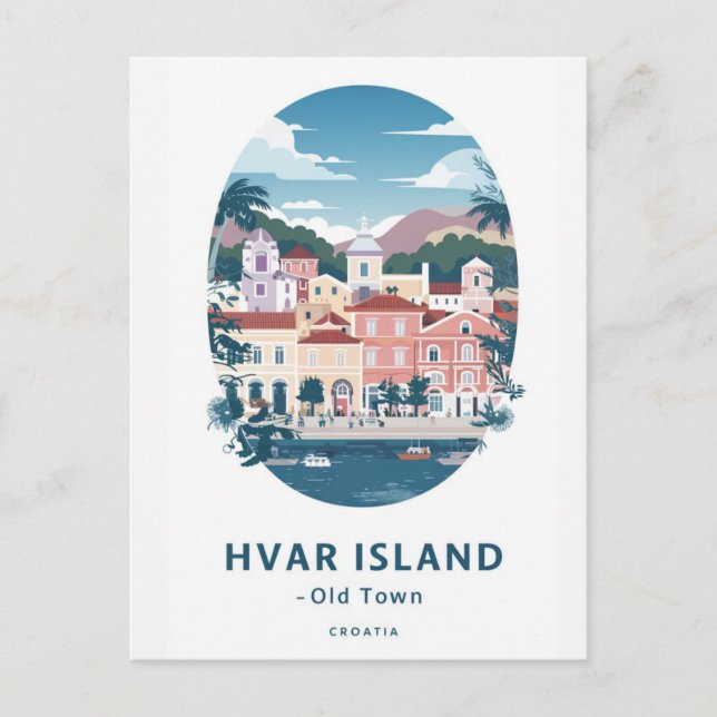 Hvar Island Gamla Stan vykort - Utforska Medelhave (Framsida)