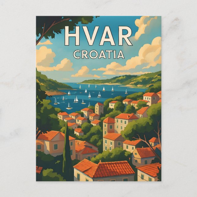 Hvar Island Gamla Stan vykort - Utforska Medite (Framsida)