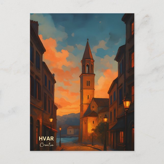Hvar Island Old Town Postcard - Utforska mediten Vykort (Framsida)