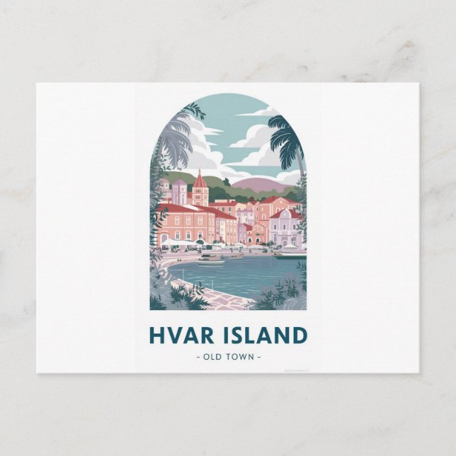 Hvar Island Old Town Postcard - Utforska mediten Vykort (Framsida)