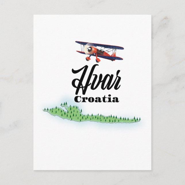 Hvar Kroatien karta Vykort (Framsida)