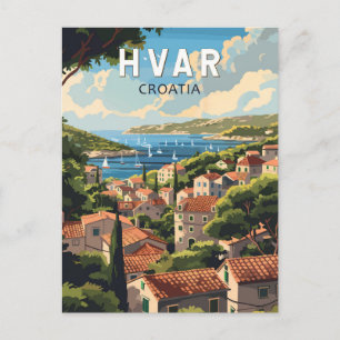 Hvar Kroatien Travel Art Vintage Vykort