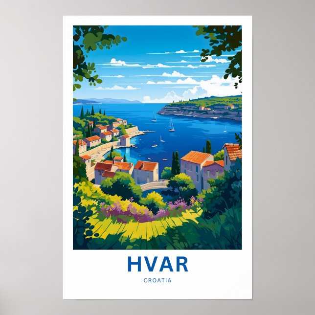 Hvar Kroatien Travel Print Poster (Framsidan)