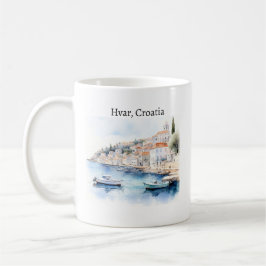 Hvar Kroatien Watercolor Travel Kaffemugg