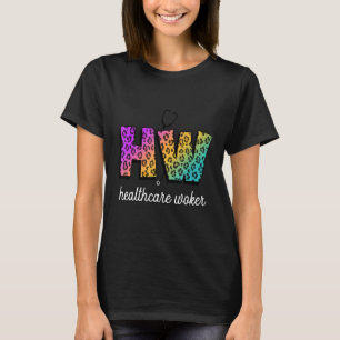 Hw Healthcare Worker Leopard Rainbow Färg Stil T Shirt