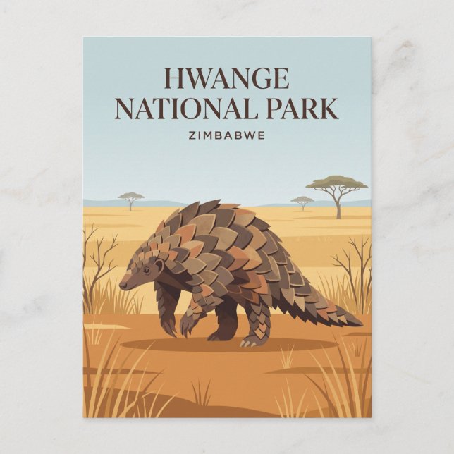 Hwange nationalpark Zimbabwe Vykort (Framsida)