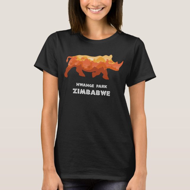 Hwange Park, Zimbabwe Safari National Park Game Re T Shirt (Framsida)