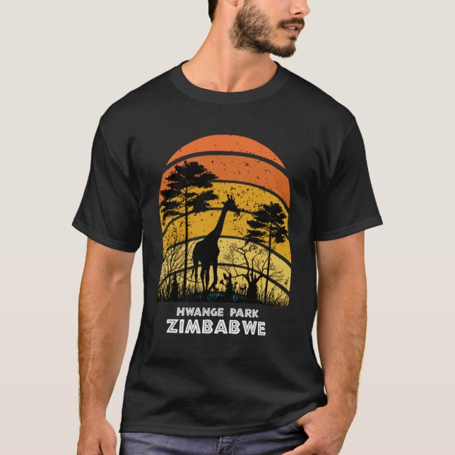 Hwange Park Zimbabwe Safari National Park Game Res T Shirt (Framsida)