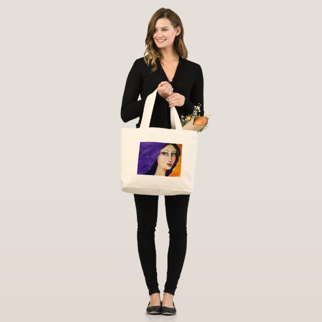 HWJ Lila Hair Woman Tote Jumbo Tygkasse (Fram (modell))