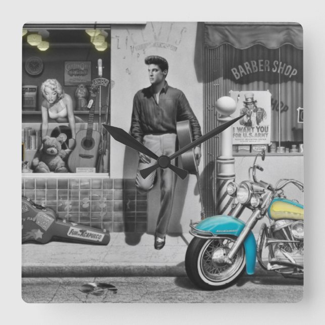 HWY 51 Silver Fyrkantig Klocka (Framsida)