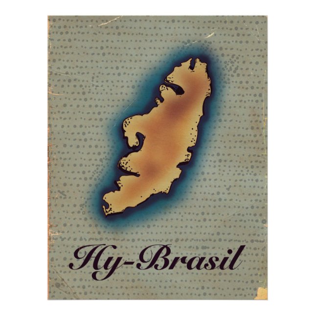 Hy-Brasil Mytologisk Gammal Karta Fototryck (Framsidan)