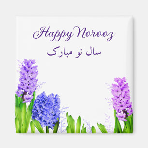 Hyacint Flowers Lila Blue Rosa Lycklig Noroz Magnet