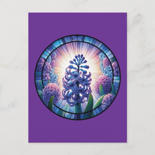 Hyacint-konst för fastnat glas vykort (Framsida)