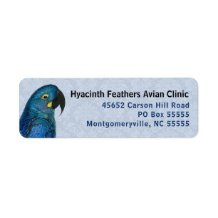 Hyacint Macaw Avian Business Blue Returadress Etikett
