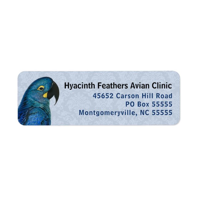 Hyacint Macaw Avian Business Blue Returadress Returadress Etikett (Framsidan)