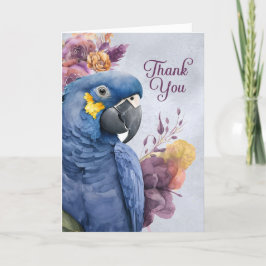Hyacint Macaw Parrot med Lila Botanicals Tack Kort