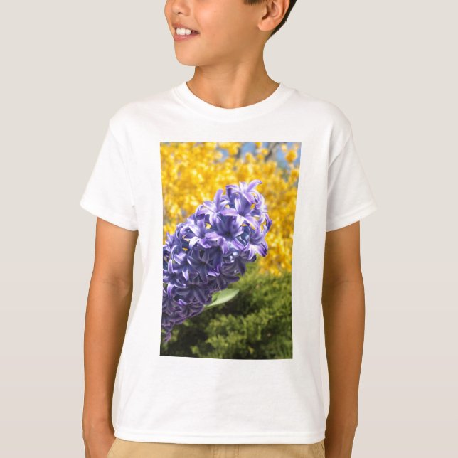 Hyacint och Forsythia Tee Shirt (Framsida)