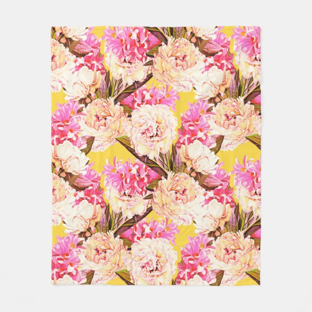 Hyacinth and peonis flowers, seamless pattern. Wat Fleecefilt (Framsidan)