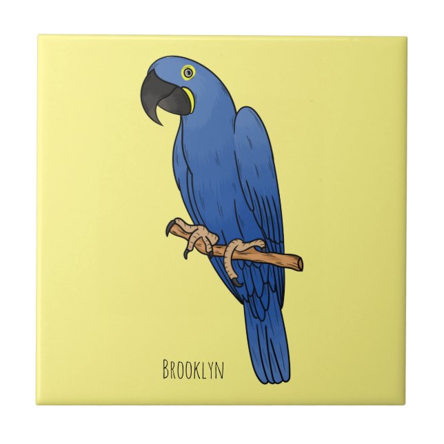 Hyacinth macaw bird cartoon illustration  kakelplatta (Framsidan)