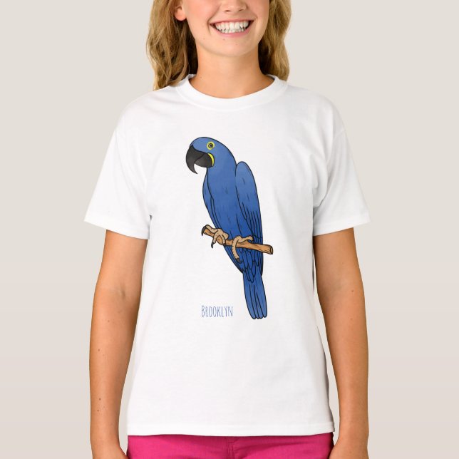Hyacinth macaw bird cartoon illustration  t shirt (Framsida)
