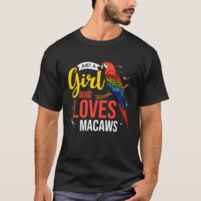Hyacinth Macaw  Scarlet Greenwing Bird Parrot T Shirt (Framsida)