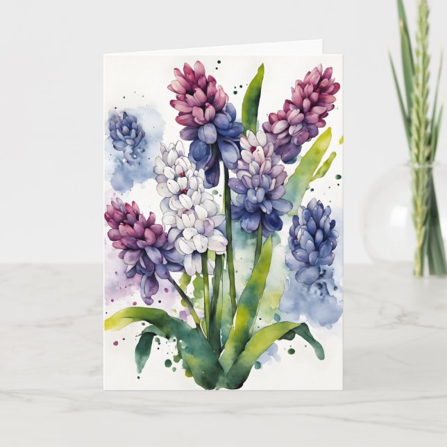 Hyacinth - Watercolor flowers Kort (Framsida)