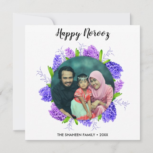 Hyacintkrans Glad Norooz Nyår Fotokort Julkort (Framsida)