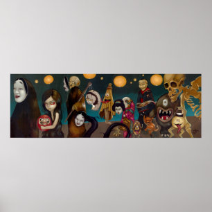 Hyakki Yakō gothic japanese yokai Art Print Poster